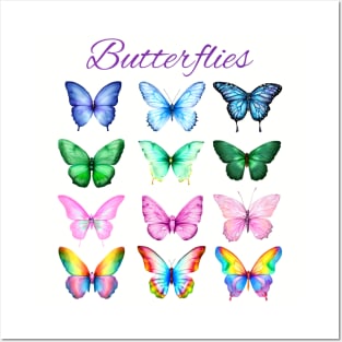 Pretty Colorful Butterflies collection Posters and Art